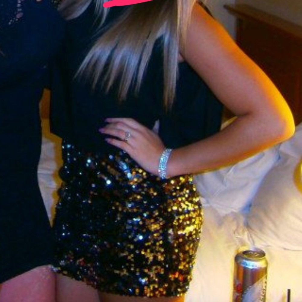 Black with silver sequins dress