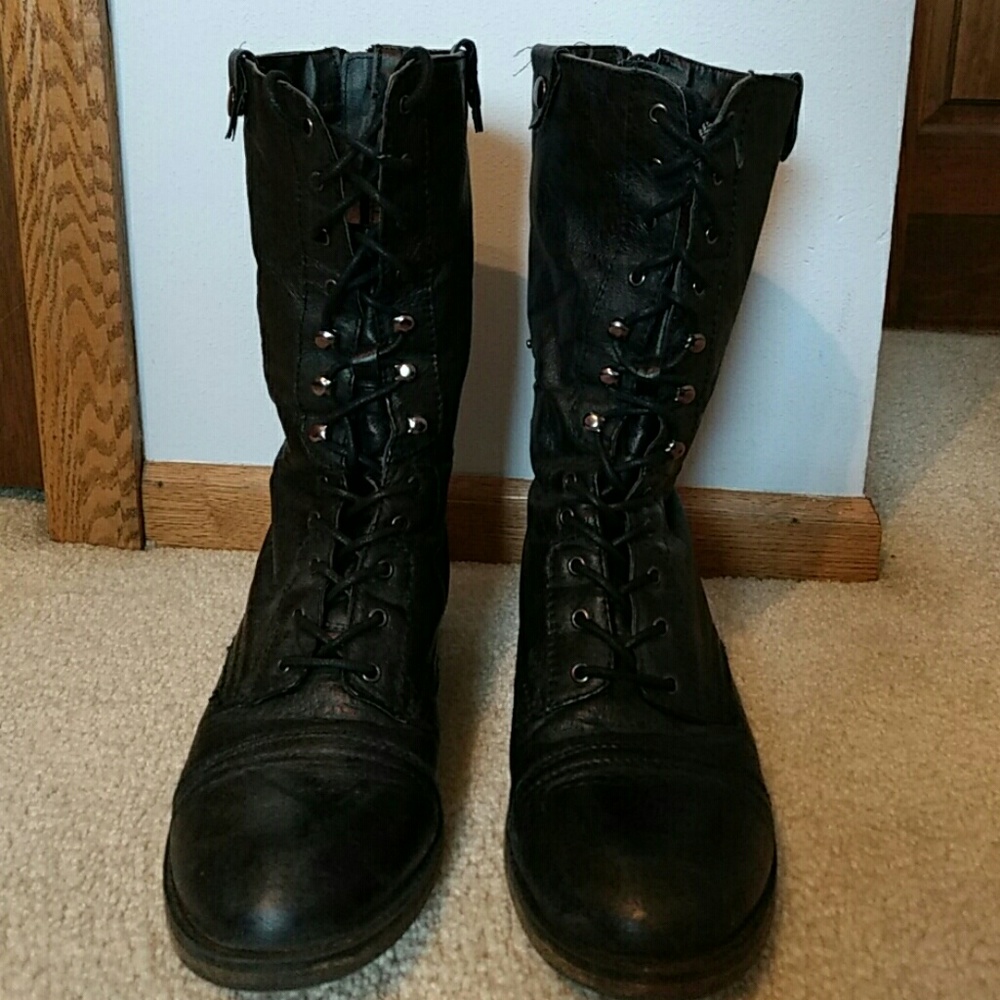 Steve Madden Black Combat Boots