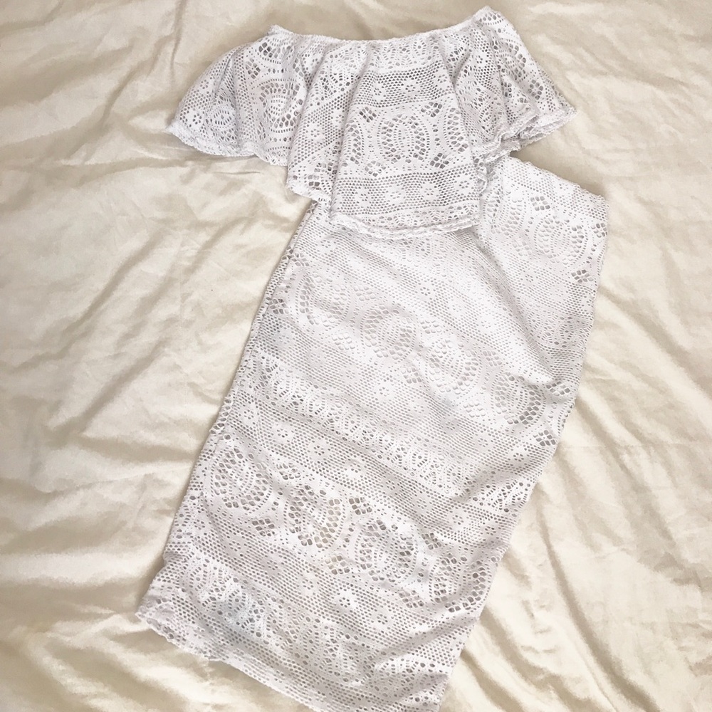 Two piece lace set. Crop top and lace midi skirt