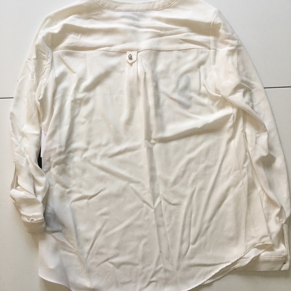 NEW White CZ Button Blouse - Picture 6 of 7