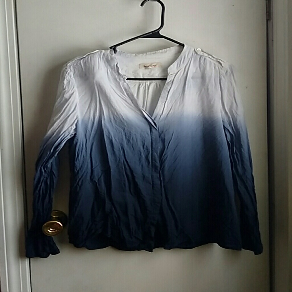 Navy hombre peasant long sleeve blouse