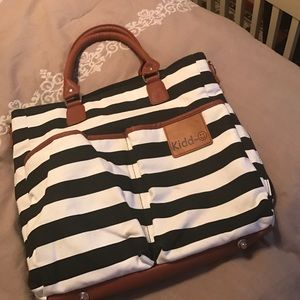 KIDD diaper bag. Navy and white strip
