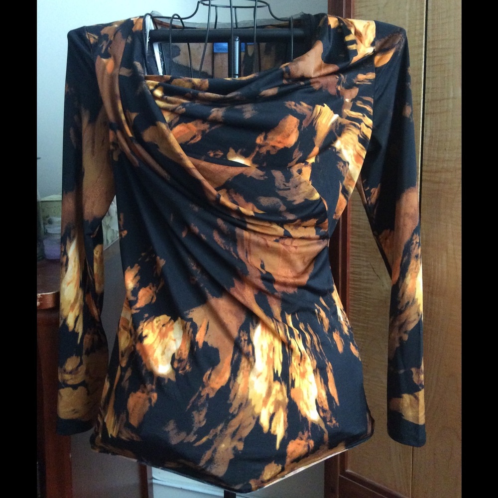 Cowl neck patterned top