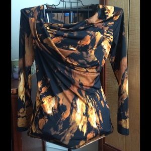 Cowl neck patterned top