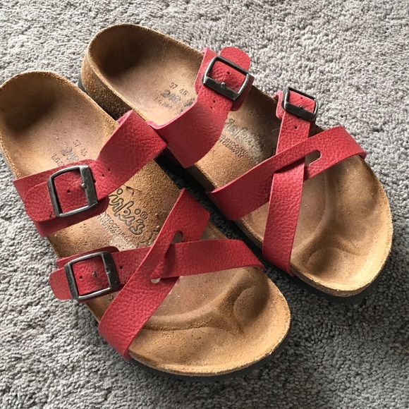 Birkenstock Shoes - Birkis by Birkenstock Red Strappy Sandals size 37