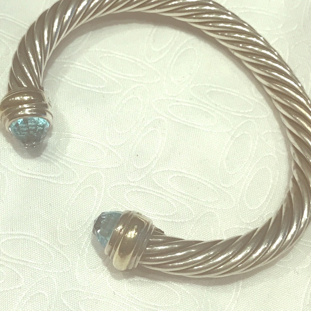 David Yurman 7mm cuff bracelet.  Blue topaz