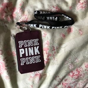 PINK ID lanyard maroon