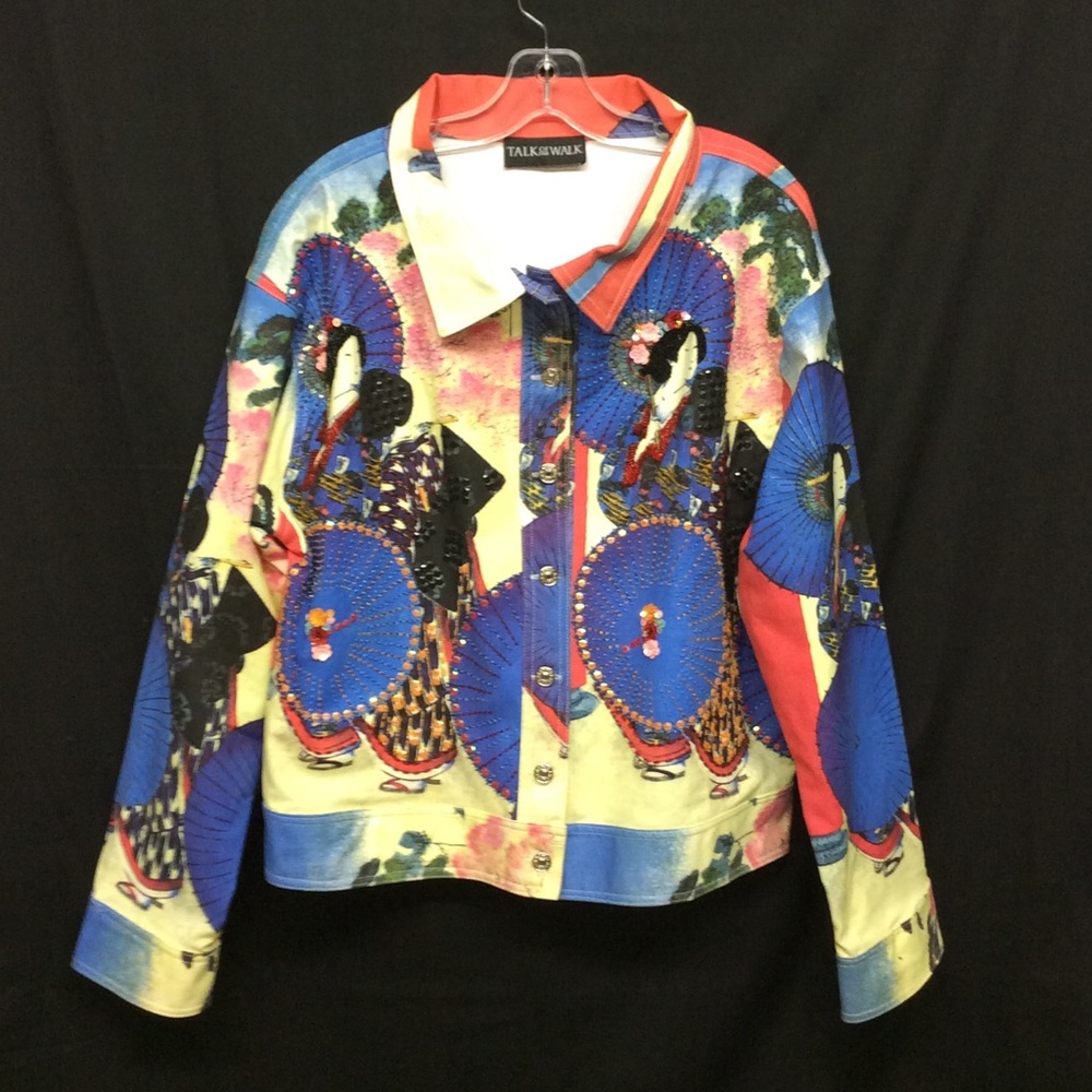 TALK OF THE WALK Geisha Print Jacket Plus Size 2X