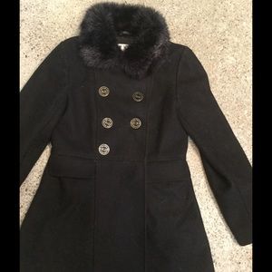 Girls Black Wool Pea Coat
