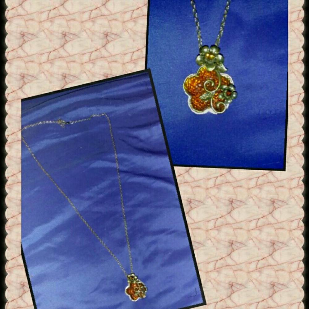 Orange flower statement necklace