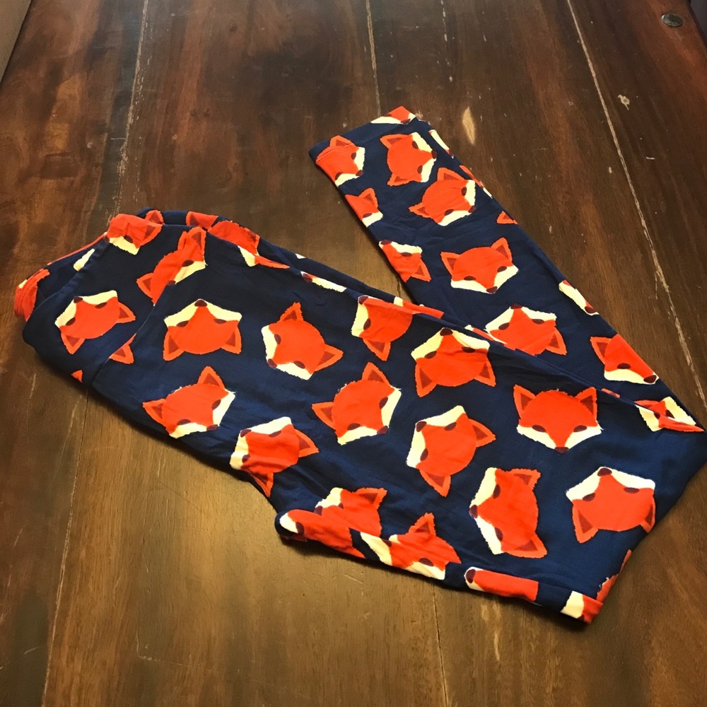 LuLaRoe OS leggings fox foxes navy LLR