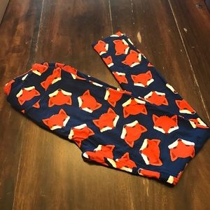LuLaRoe OS leggings fox foxes navy LLR