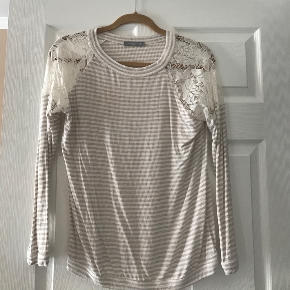 Lace open shoulder top