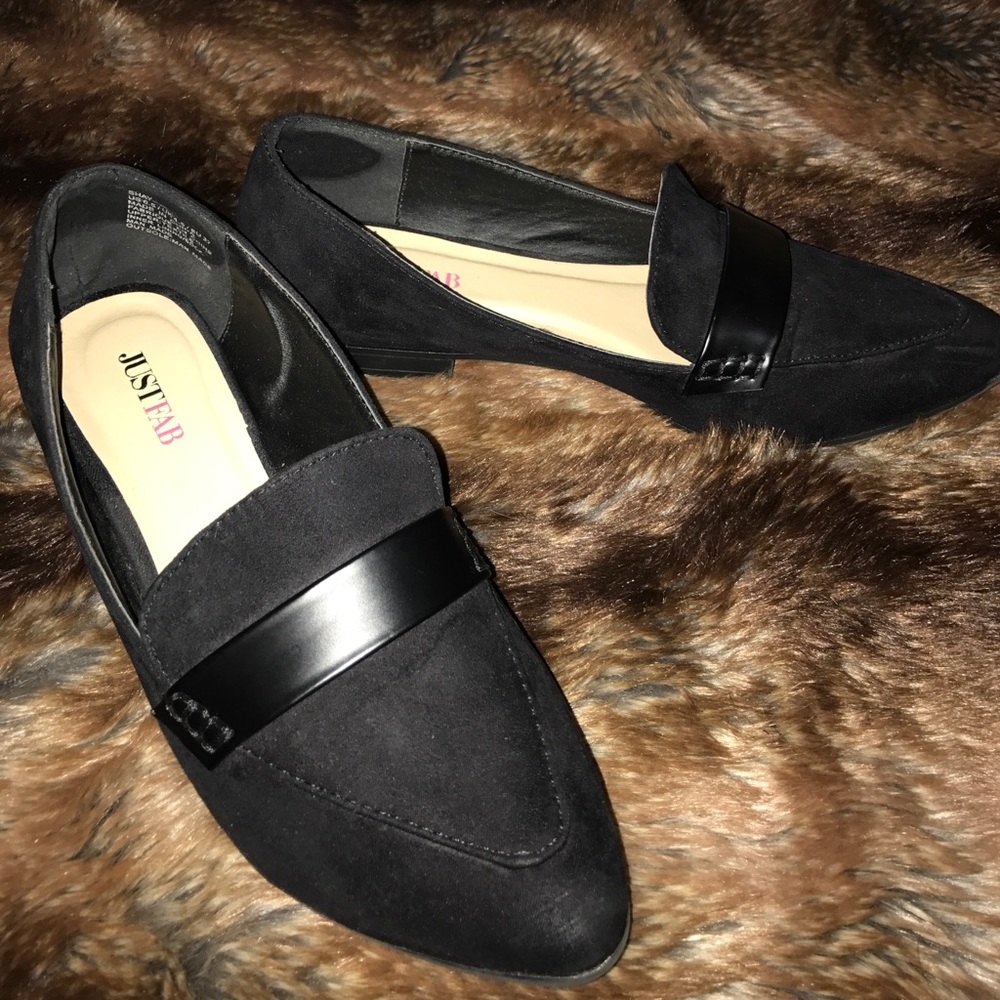 JustFab black loafers