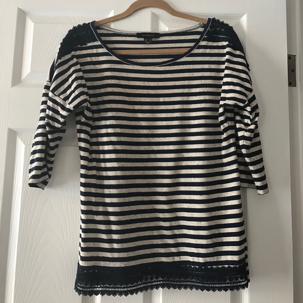 Navy stripped shirt with lace detail. Sale!!!