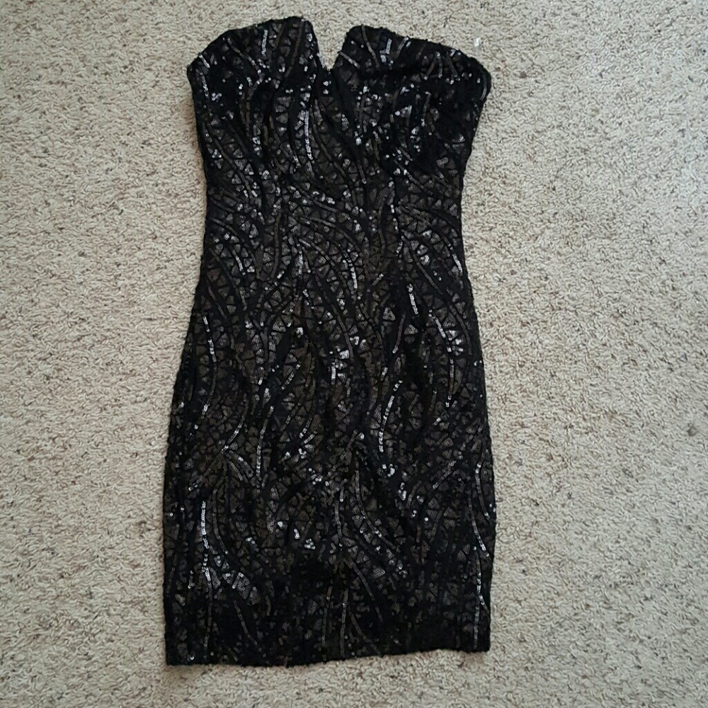 Black strapless sequins Club dress NWOT