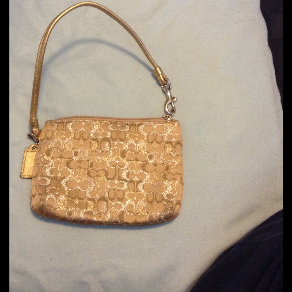 Coach gold c wristlet
