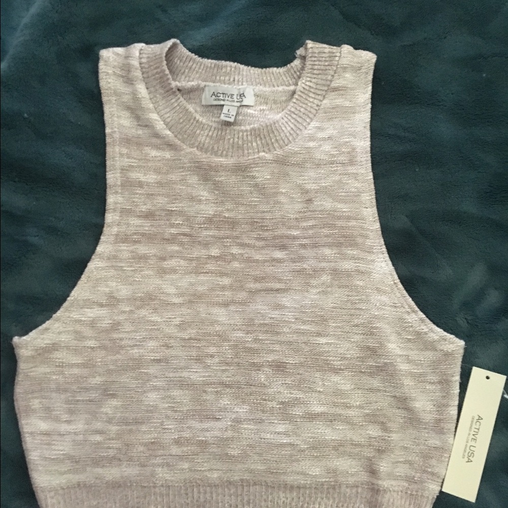 Active USA Crop Top Size L, in Oatmeal Heather
