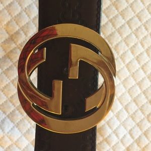Gucci Brow Leather Logo Belt