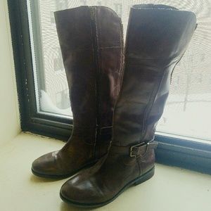 Brown faux-leather boots