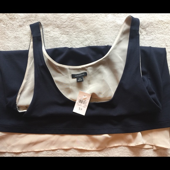Ann Taylor navy blue lined shell top Sz XS - Picture 1 of 6