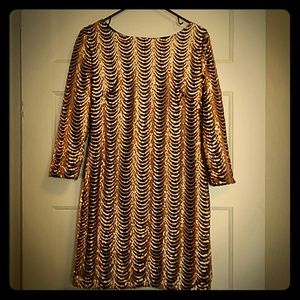 NEW YEAR'S EVE Black and Gold Sequin Dress