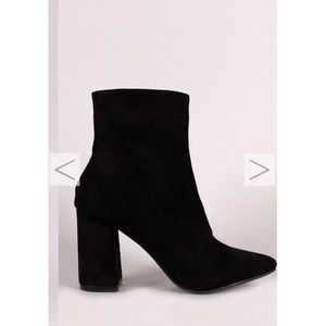 Vegan Suede Square Toe Chunky Booties(brand new)