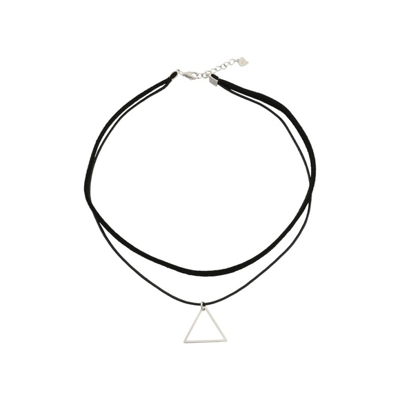 🆑NWT Black Silver Triangle Double Stranded Choker - Picture 4 of 5
