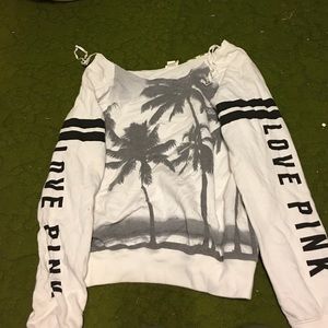 Pink Victoria's Secret white off the shoulder top