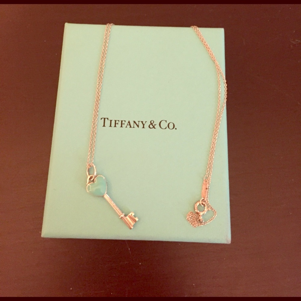 Tiffany & Co. Turquoise heart & key necklace