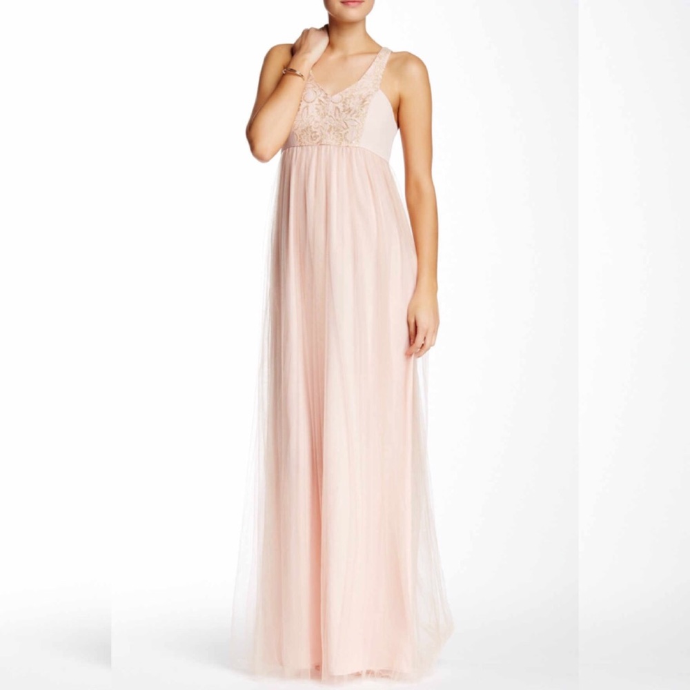 BCBG blush lace and tulle dress NWT