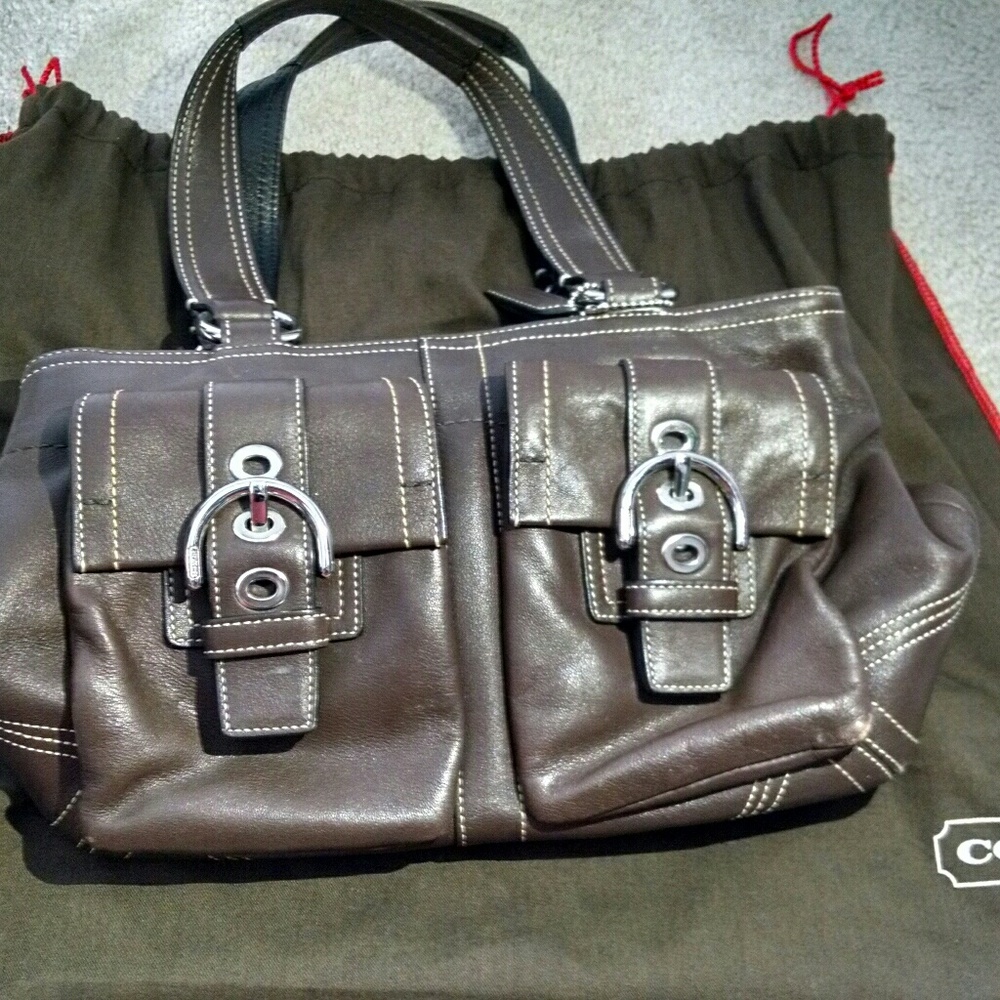 Coach Soho Double Pocket Tote in Brown Leather