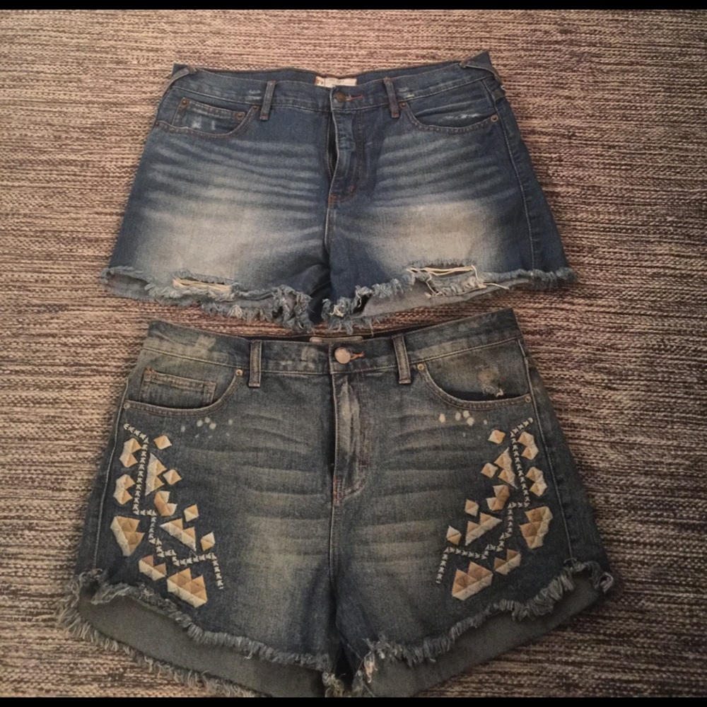 2 pair Free People jean shorts. Denim Cutoffs
