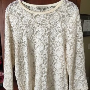 Jones New York Floral Lace Blouse