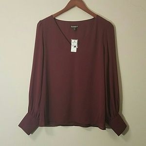 Express Sheer Sleeve Blouse