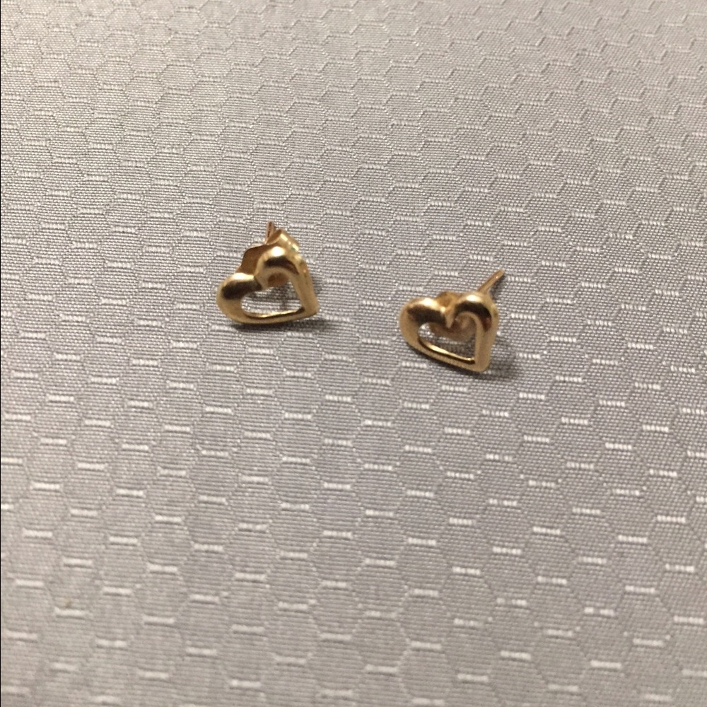 Gold heart stud earrings