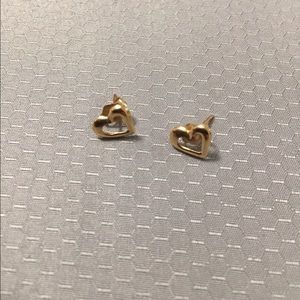 Gold heart stud earrings