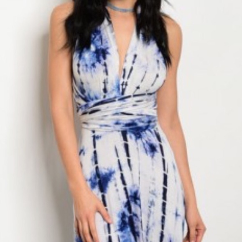 CONVERTIBLE BLUE TIE DYE MULTI-WAY MAXI DRESS-NEW - Picture 5 of 8