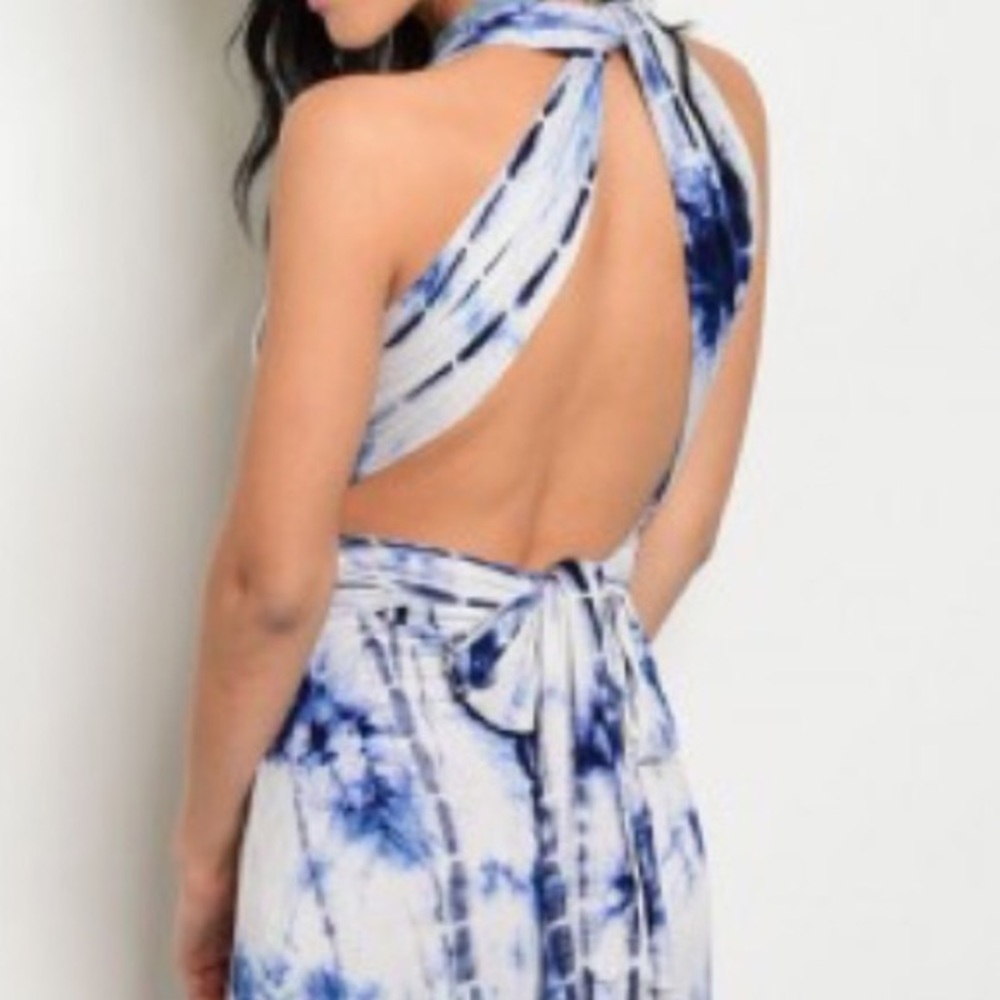 CONVERTIBLE BLUE TIE DYE MULTI-WAY MAXI DRESS-NEW - Picture 6 of 8
