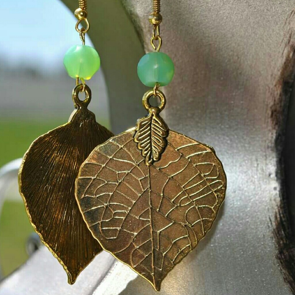 ⚘Host Pick⚘Golden Leaves Earrings , handmade by me