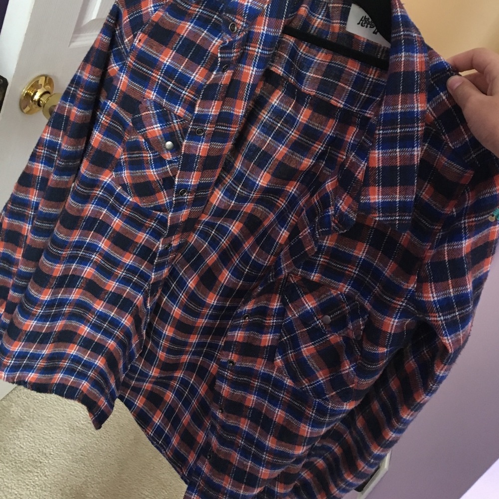 Orange, white & blue flannel