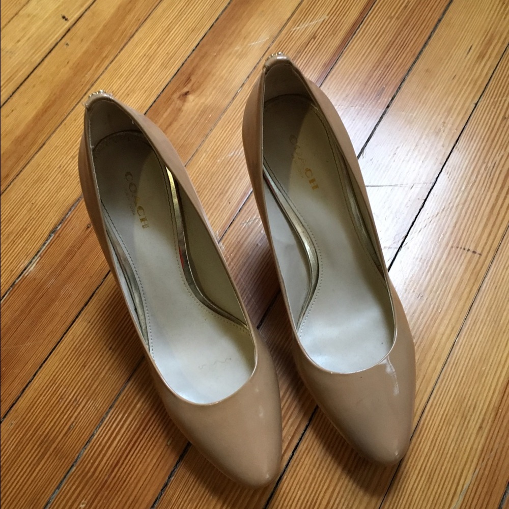 Coach patent leather nude heel - open to offers!