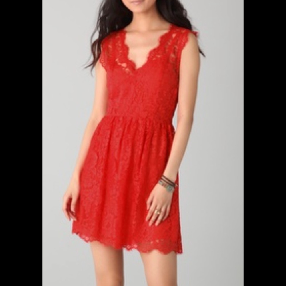 NWOT Madison Marcus Red Lace Dress