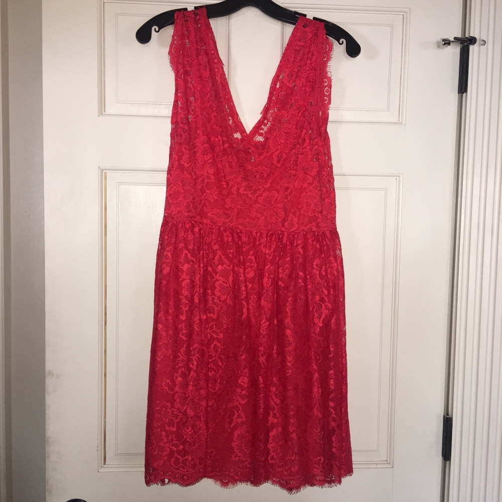 NWOT Madison Marcus Red Lace Dress - Picture 3 of 4