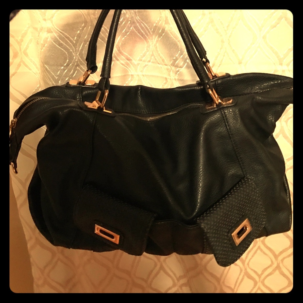 Black faux leather purse