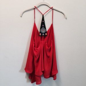 Tribal Beaded Racerback Chiffon Tank