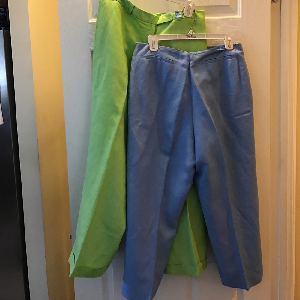Light Blue & Green Ankle Pants
