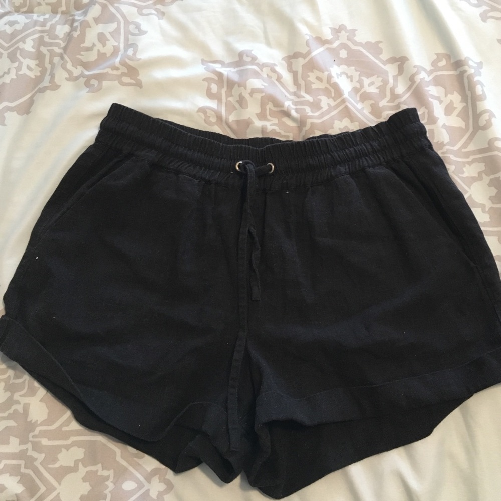 Black linen shorts