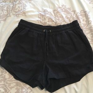 Black linen shorts