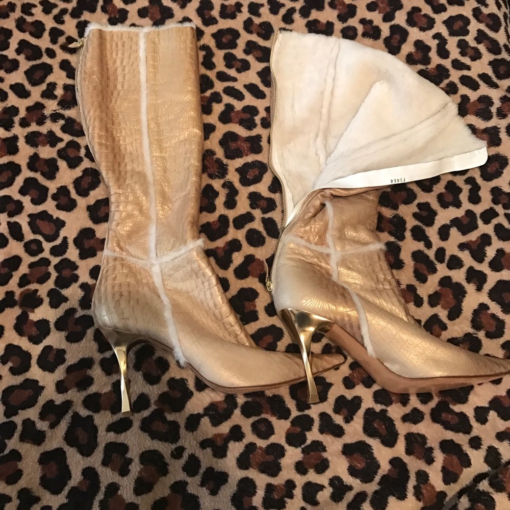Casadei Shearling Metallic Boots